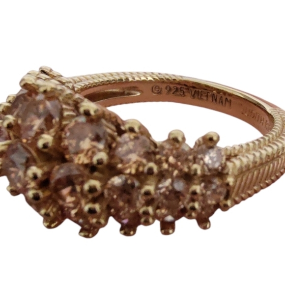 Judith Ripka Champagne CZ 14K Gold Clad Bubbles Ring Size 6 - Picture 8 of 9